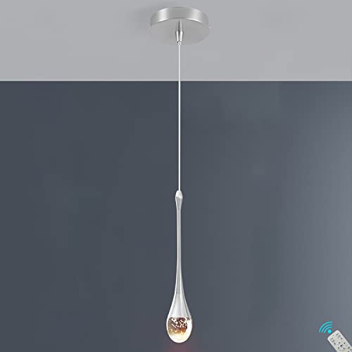 Kitchen Island Chandeliers Teardrop Crystal Pendant LightingIntegrated Pendant Light with Crystal Bubble for Modern Kitchen Island Globe Fixtures Chromed Finished3000K6000Kwith Remote Control