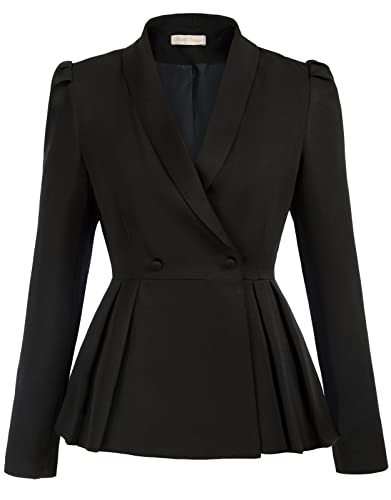 Belle Poque Vintage Women39s Blazers Business Work Suit Jacket Open Front Lapel Casual Peplum Jackets