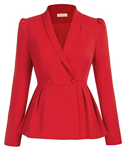Belle Poque Vintage Women39s Blazers Business Work Suit Jacket Open Front Lapel Casual Peplum Jackets