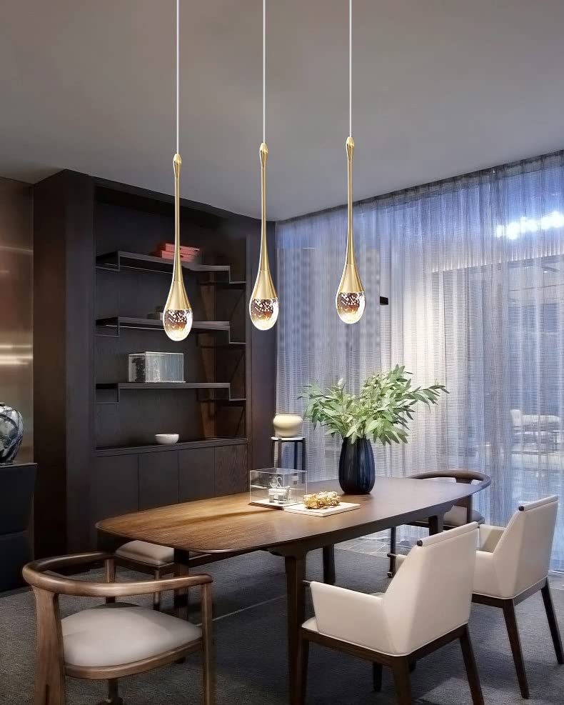 Kitchen Island Chandeliers Teardrop Crystal Pendant LightingIntegrated Pendant Light with Crystal Bubble for Modern Kitchen Island Globe Fixtures Chromed Finished3000K6000Kwith Remote Control