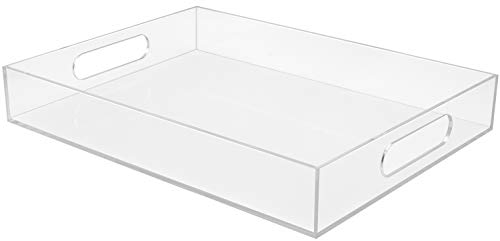 Sorbus Acrylic Serving Tray with Handles  Serving Coffee Appetizer Breakfast ButlerKitchen Countertop  Decorative Makeup Drawer Organizer  Vanity Table  Ottoman 12 x 16