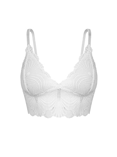 LINGERLOVE Women Sexy Lace Bralette Top Everyday Bra with Removable Padded