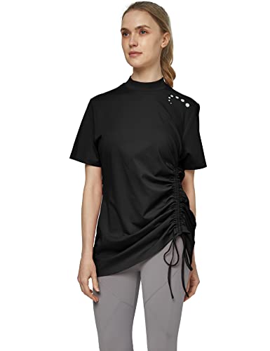 Wantdo Women39s Short Sleeve Workout Shirts Ruched Tunic Yoga Tops Casual T Shirt