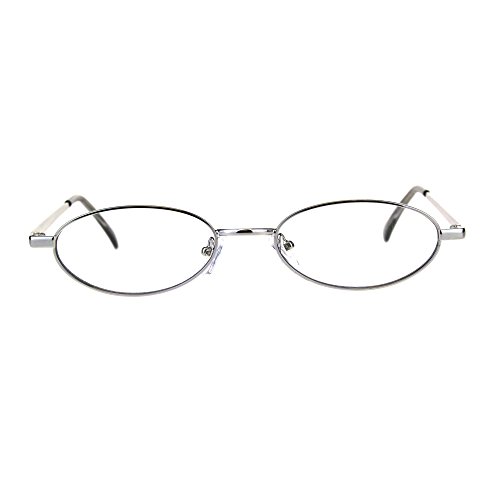 Extra Narrow Oval Metal Rim Round Retro Vintage Clear Lens Eye Glasses