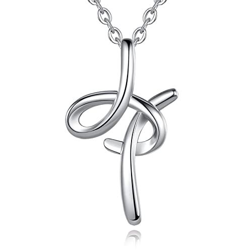 EUDORA Sterling Silver Initial Necklaces for Women Classic 26 Letter Neckless Gifts for Girls Sister Mother Daughter 18 inch Chain