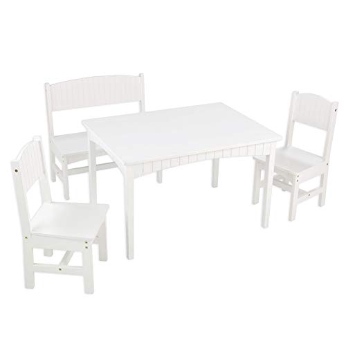 Gift for Kids 38 Years Old KidKraft Nantucket White Wooden Set Table Bench and 2 Chairs