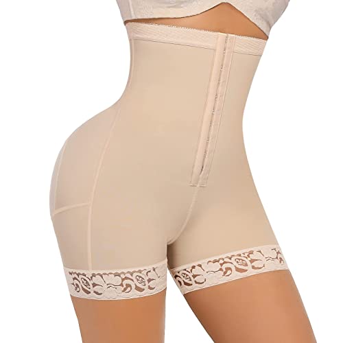 FeelinGirl Shapewear for Women Tummy Control Body Shaper Stapless Fajas Colombianas High Waist Butt Lifter Shorts Beige XXL