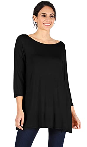 Simlu Womens Tunic Tops for Leggings Reg and Plus Size 34 Sleeve Tunic Shirt