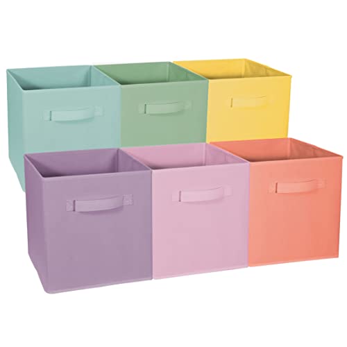 Sorbus Foldable Cube Storage Bin  6 Pack  Collapsible Storage Cubes  Rectangular Shelf Basket  for Nursery Playroom Closet Home Organization  Pastel MultiColor