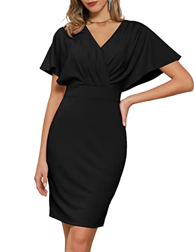 GRACE KARIN Women39s Ruched Dress Batwing Sleeve Elegant Work Office Pencil Dress