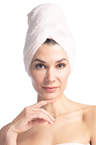 Fishers Finery Women39s Terry Headwrap Microfiber Hair Towel Terry from Bamboo Viscose 19 X 40 Inches 2 Pack