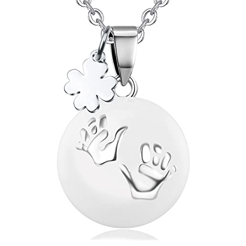 EUDORA Harmony Bola Angel Caller Pregnancy Women Necklace Clover Charm Necklace Wishing Chime Ball Bola Pendant for Future Mama Maternal Love Jewellry Original Gift for Women Mom 30inch  45inch