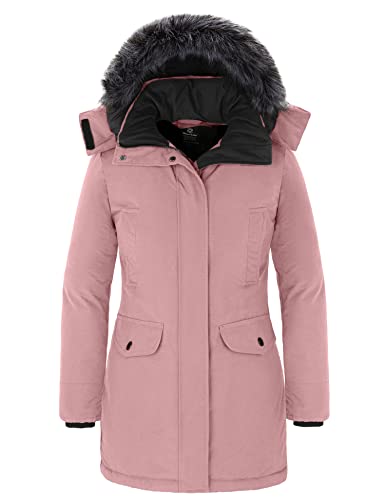 Wantdo Women39s Warm Winter Coat Long Thicken Puffer Jacket with Removable Fur Trimmed Hood