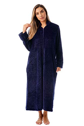 Just Love Plush Zipper Lounger Solid Robe