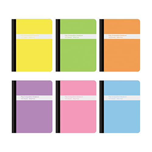 Oxford Poly Composition Notebooks 6 Pack Wide Ruled Paper 934 x 712 Inches 100 Sheets Assorted Pastel Covers 64956