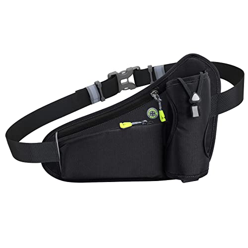 Ecupper Waist Bag with Bottle Holder for Men Hiking Belt Bag Fanny Pack Women Hip Bum Bag with Adjustable Elastic Band for Outdoors Running Dog Walking Traveling