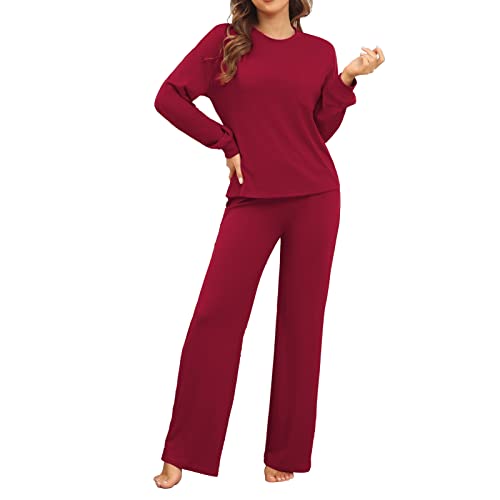 ANGGREK Women39s Pajama set Long sleeve soft Sleepwear Nightwear Loungewear PJ sets with Pocket