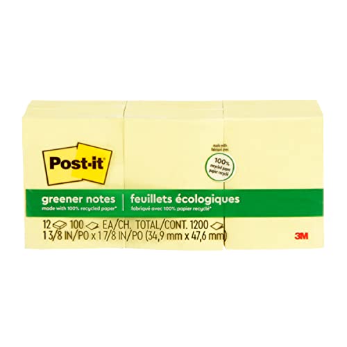 Postit Mini Notes 15x2 in 12 Pads America39s 1 Favorite Sticky Notes Canary Yellow Clean Removal Recyclable 653