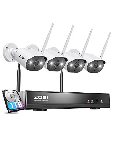 ZOSI 2K Wireless Security Camera System2K H265 8CH NVR with 1TB Hard Drive4pcs 3MP WiFi Surveillance Cameras Indoor OutdoorNight VisionMotion DetectionRemote Accessfor Home 247 Recording