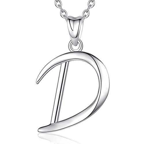 EUDORA Sterling Silver Initial Necklaces for Women Classic 26 Letter Neckless Gifts for Girls Sister Mother Daughter 18 inch Chain