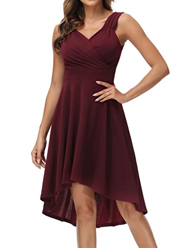 GRACE KARIN Women39s Sleeveless High Low Hem ALine Cocktail Dress Flared Wrap VNeck Bridesmaid Dress