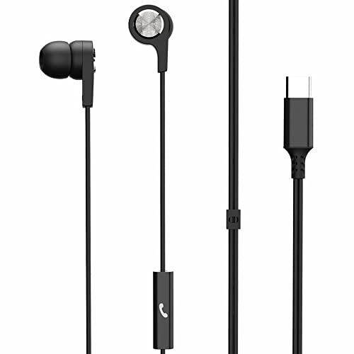 Maxell USB Type C Heavy Bass Earbuds Builtin Microphone Type C Chipset Compatible with iPhone 14 Samsung OnePlus Google Pixels Motorola Sony Lenovo Huawei iPad MacBooks 199261 Black