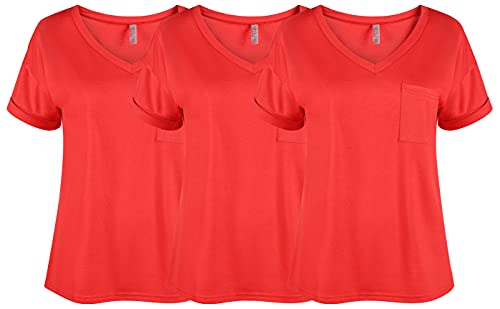 T Shirts Women Pack Casual V Neck Tshirts Womens Short Sleeve Tops Reg  Plus Size Value Pack