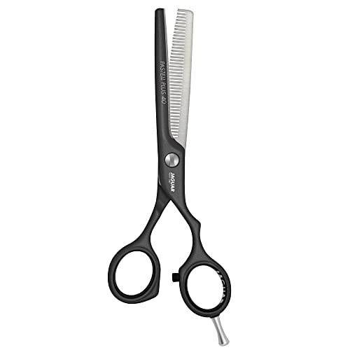 Jaguar Texturing Shears White Line PASTELL PLUS 40 LAVA 55 Inch Professional Steel Hair Cutting Scissors for Salon Hairdressers and Barbers 40 Teeth Black Offset Design Made in Germany