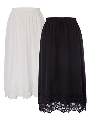 GRACE KARIN Knee Length Underskirt Double Lace Skirt Extender Half Slip