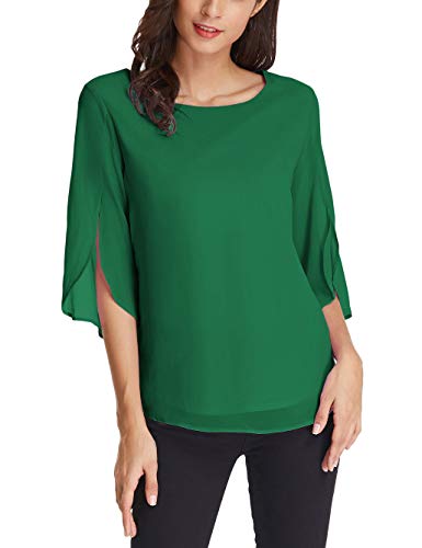 Women39s Casual Chiffon Blouse Tops Half Ruffle Sleeve