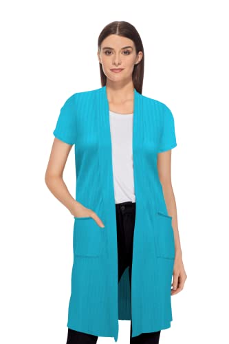 Womens SleevelessShortSleeve OpenFront Drape Cardigan by Hybrid  Co