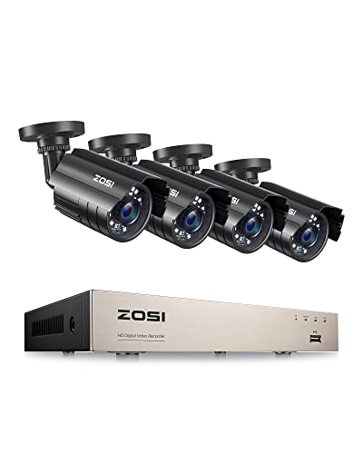 ZOSI 8CH 1080P Security Camera System OutdoorH265 8Channel HDTVI 5MP Lite Video DVR recorder with 4x HD 1920TVL 1080P Weatherproof CCTV Cameras NO Hard Drive Motion Alert Remote Access