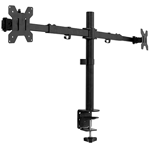 VIVO Premium Dual Ultra Wide LCD LED 27 to 38 inch Monitor Desk Mount Heavy Duty Adjustable Telescoping Arms Flush Wall Setup Fits 2 Screens Black STANDTS38C
