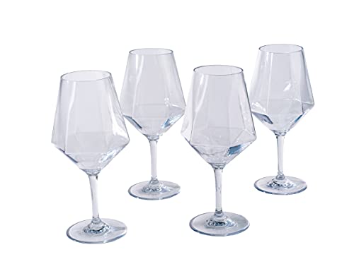 Prepara Clarity Hexagonal Tritan Wine Glass 4 Pack 19 Ounce Clear