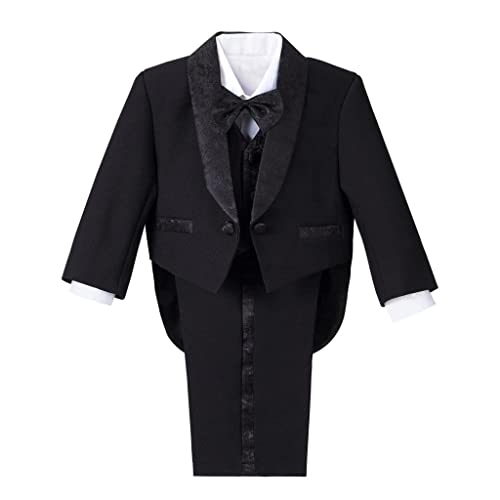 Dressy Daisy Baby Toddler Boys Tuxedo Suit with Tail Formal Wear Outfit Set Size 1224 Months  2T to 4T Black Ivory White