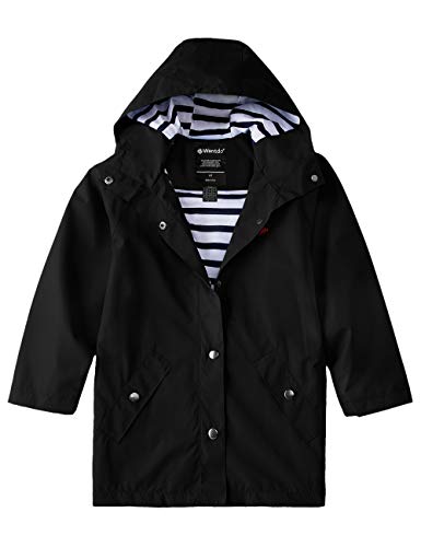 Wantdo Boys and Girls Lightweight Long Rain Jacket Waterproof Hooded Raincoat