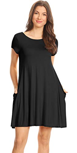 Casual T Shirt Dress for Women Flowy Tunic Dress with Pockets Reg and Plus Size