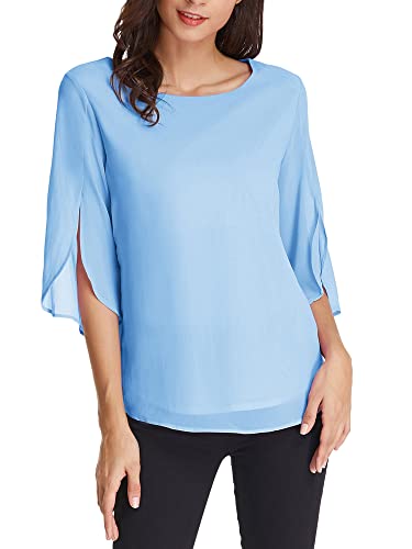 Women39s Casual Chiffon Blouse Tops Half Ruffle Sleeve