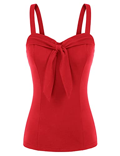 Belle Poque Women39s Summer Sleeveless Tie Knot Cute Crop Cami Tank Top 1950s Pinup Tops