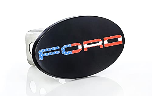 Ford American Flag Patriotic Black Trailer Tow Hitch Cover