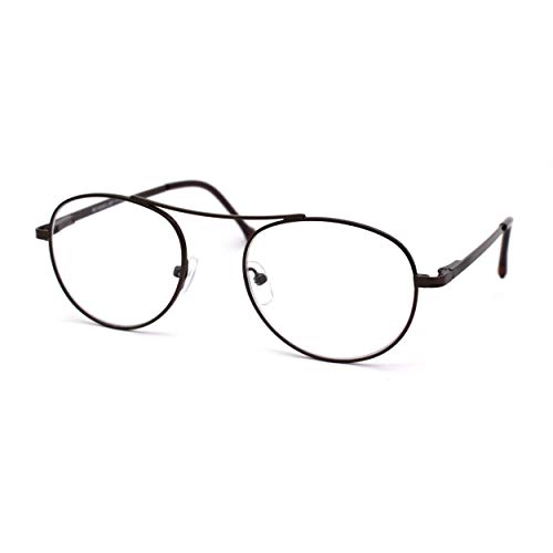 Mens Flat Top Bridge Metal Rim Round Pilots Reading Glasses