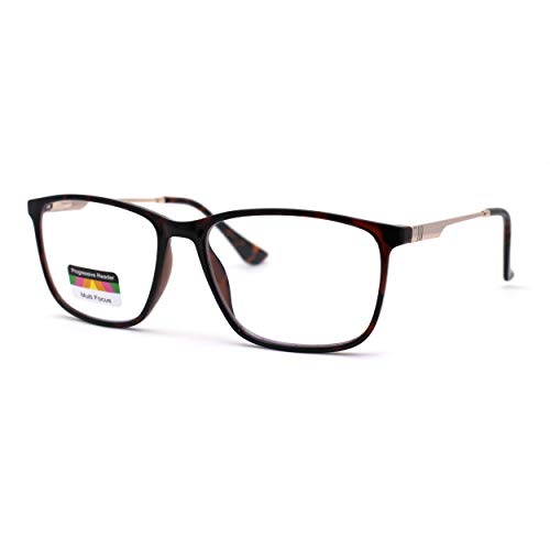 Mens Narrow Rectangular Spring Hinge 3Focal Progressive Reading Glasses