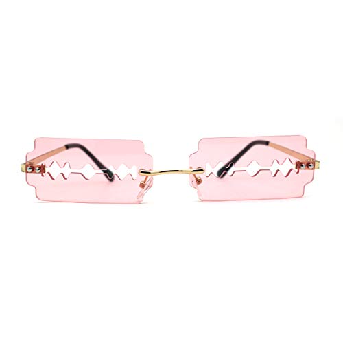 Razor Blade Shape Funky Hipster Rimless Sunglasses