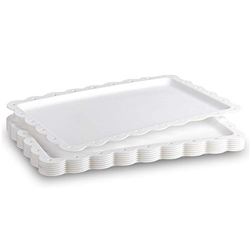 Serving Tray Food Tray for Fast Food  Snack  Fruit  Dessert  Plastic Trays Serving Platter for Kitchen  Cafeteria  Restaurant  Party  14 x 9 Inches 4 Pack