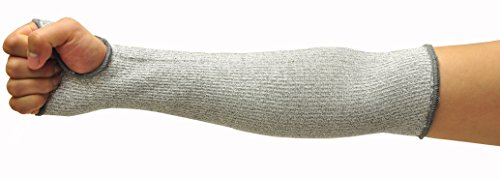 G  F 58122L CUTShield 14Inch Long Sleeve Cut Resistant Level 5 Slash Resistant with thumb hole Grey