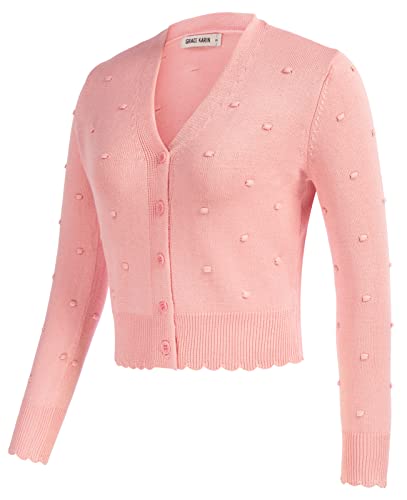 GRACE KARIN Womens Long Sleeve Short Cropped Cardigan Sweater Lightweight Knit Bolero Shrug for Dress