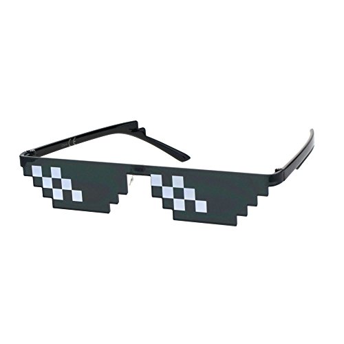 Flat Top Narrow Cat Eye Pixel Funky Party Shade Rimless Shield Sunglasses Black