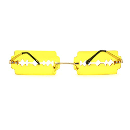 Razor Blade Shape Funky Hipster Rimless Sunglasses