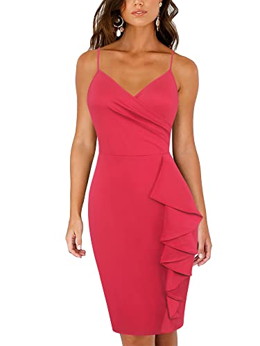 oxiuly Women39s V Neck Dinner Church Cocktail Bodycon Cami Dress Casual Pencil Dress Spaghetti Strap Sundress OX338