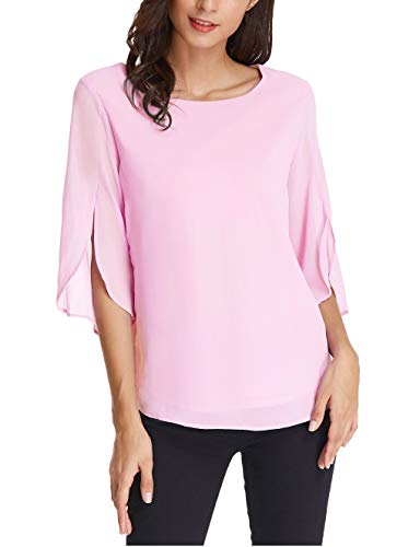 Women39s Casual Chiffon Blouse Tops Half Ruffle Sleeve